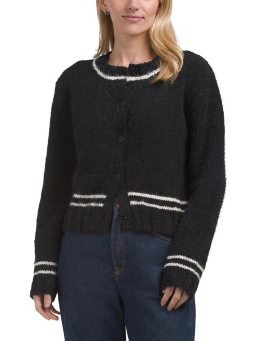 BELLA DAHL Contrast Stripe Cardigan